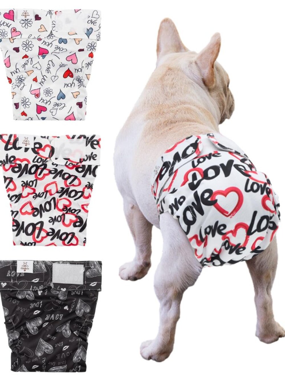 CuteBone Washable Dog Diapers Female No Tail Hole 3 Pack Reusable Doggie Period